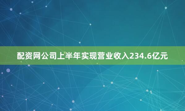 配资网公司上半年实现营业收入234.6亿元